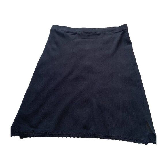 Ralph Lauren Blue Label Skirt Black Knit A-Line Medium Stretch Embroidered Edge - Picture 2 of 6